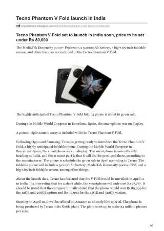 tecno phantom v fold launch in india
