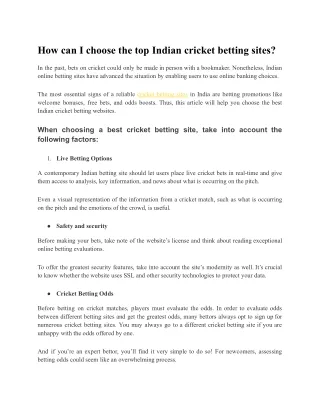 How can I choose the top Indian cricket betting sites