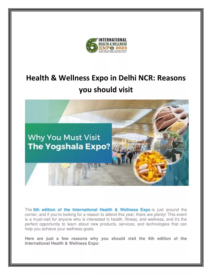 health wellness expo in delhi ncr reasons