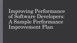 Improving Performance of Software Developers