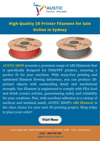 High-Quality 3D Printer Filament for Sale Online in Sydney