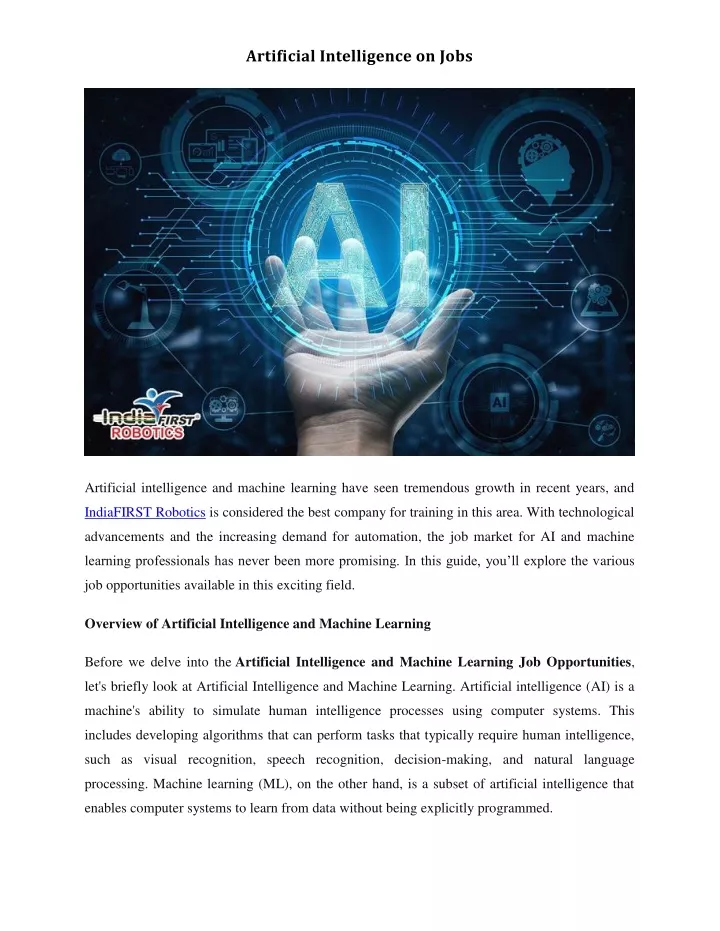 PPT - Artificial Intelligence on Jobs PowerPoint Presentation, free ...