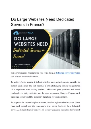 Do Large Websites Need Dedicated Servers in France?