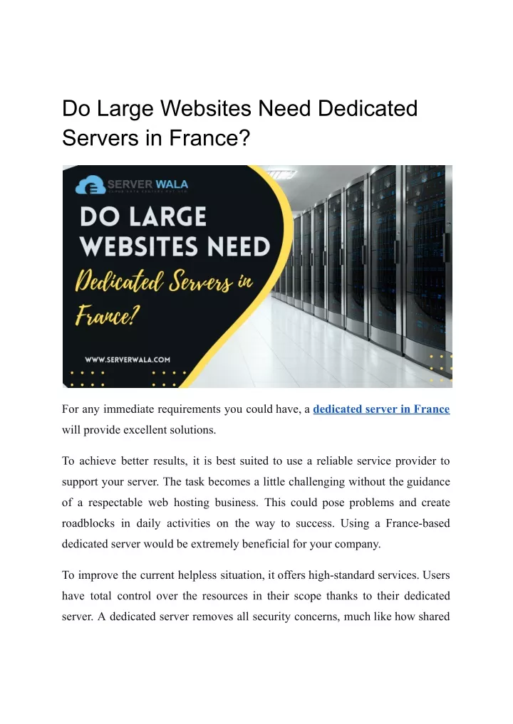 do large websites need dedicated servers in france