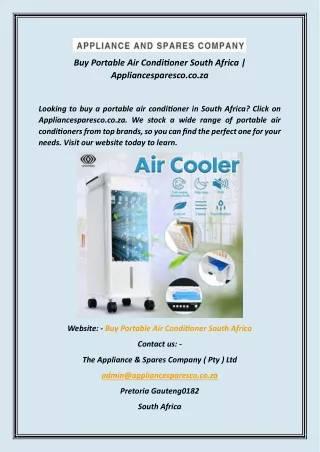Buy Portable Air Conditioner South Africa Appliancesparesco.co.za