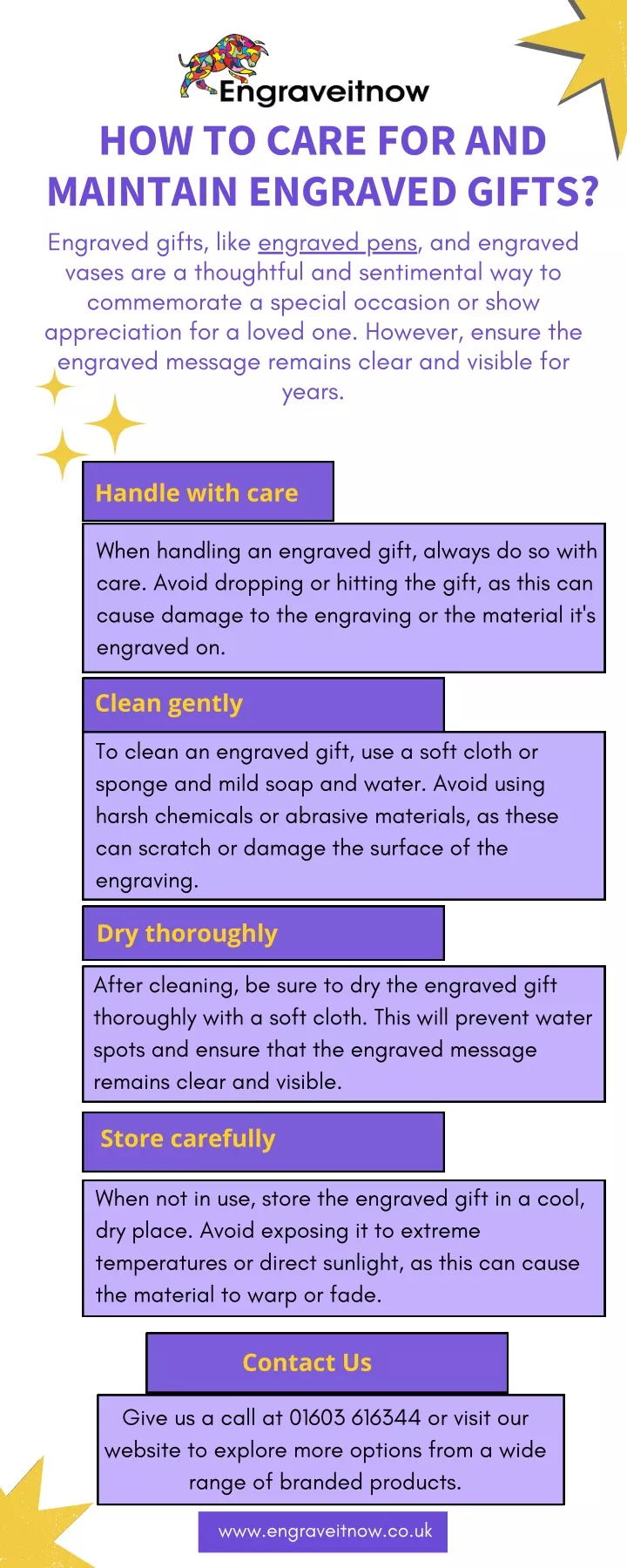 how to care for and maintain engraved gifts