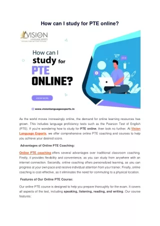 How can I study for PTE online?