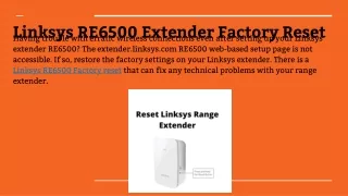 Linksys RE6500 Extender Factory Reset