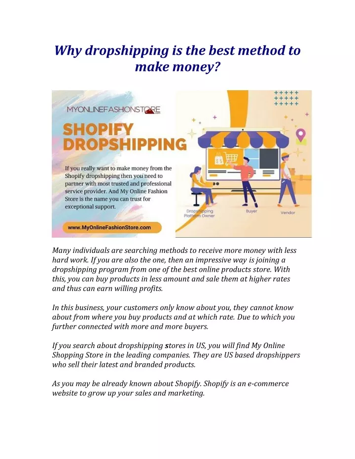 why dropshipping is the best method to make money