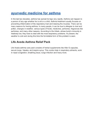 ayurvedic medicine for asthma