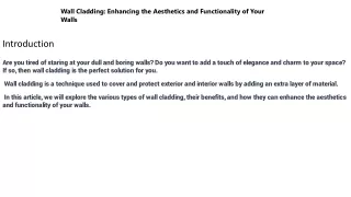 wall cladding enhancing the aesthetics