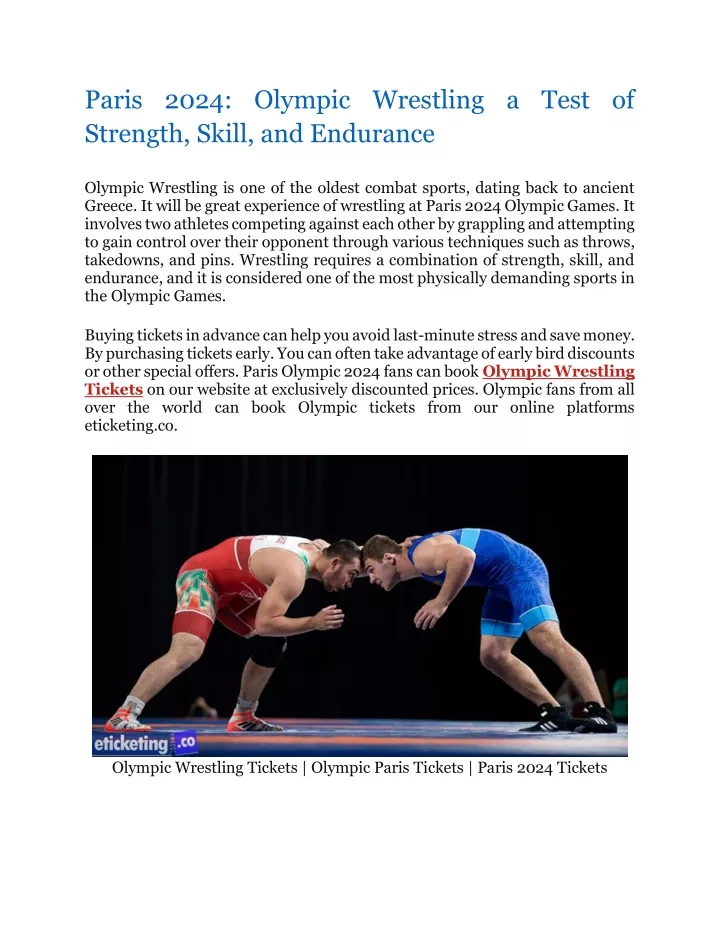 PPT Paris 2024 Olympic Wrestling a Test of Strength, Skill, and