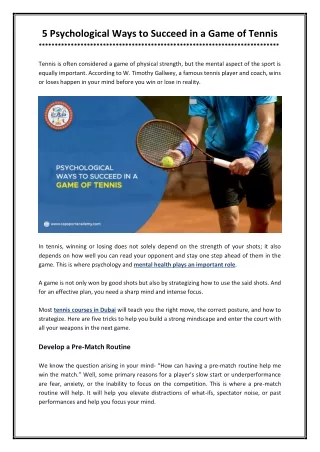 5 Psychological Ways to Succeed in a Game of Tennis