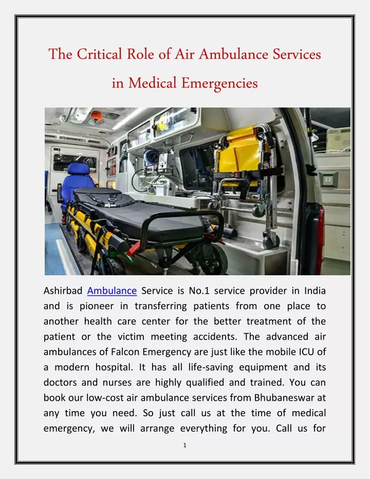 the critical role of air ambulance services