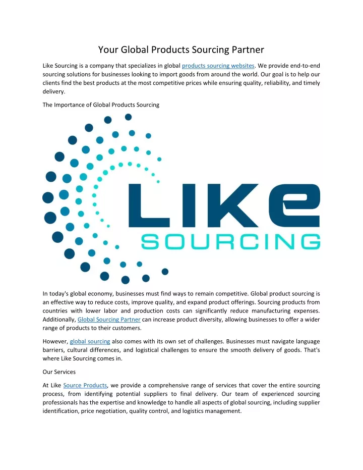 your global products sourcing partner