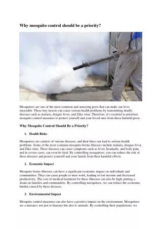 why mosquito control should be a priority