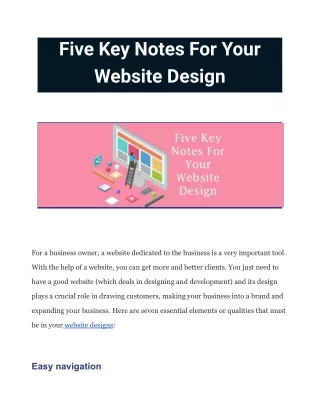 five key notes for your website design