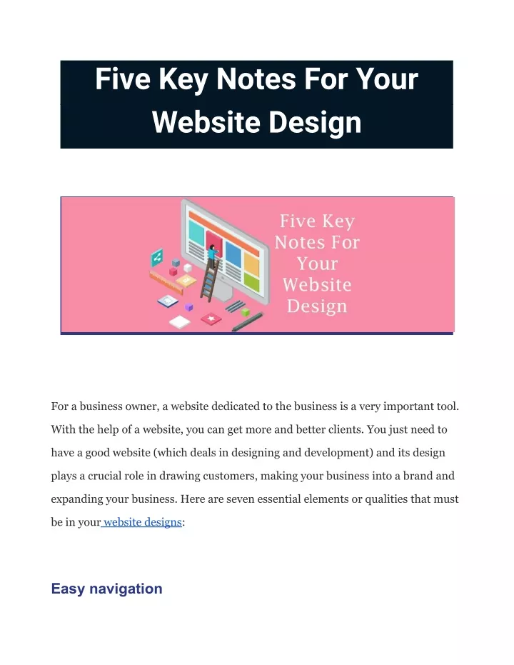 five key notes for your website design