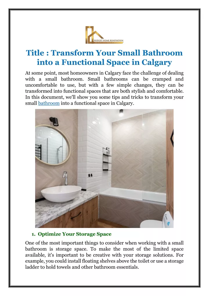 title transform your small bathroom into