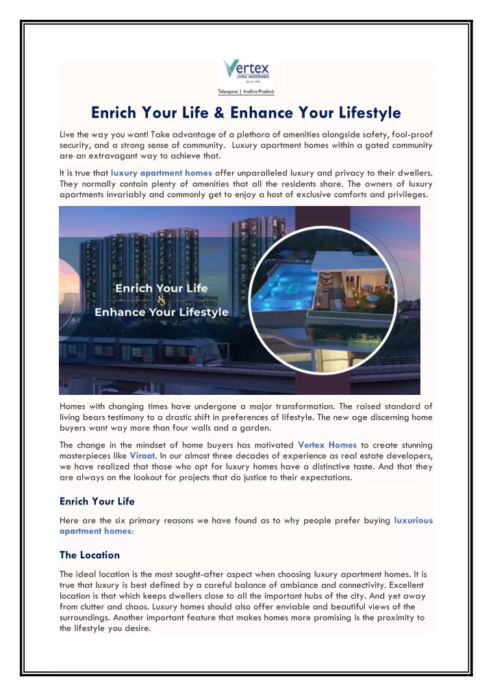 enrich your life enhance your lifestyle