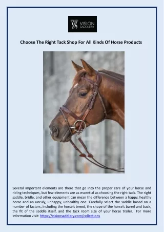 Choose The Right Tack Shop For All Kinds Of Horse Products