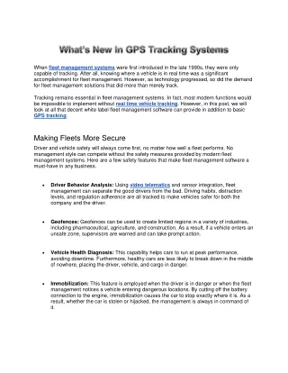 What’s New In GPS Tracking Systems