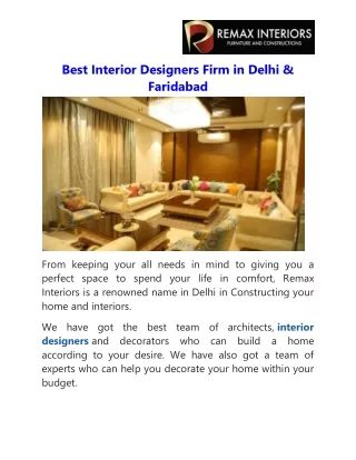 Best Interior Designers Firm in Delhi & Faridabad