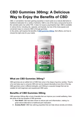 CBD Gummies 300mg_ A Delicious Way to Enjoy the Benefits of CBD