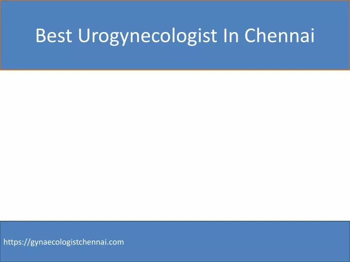 best urogynecologist in chennai