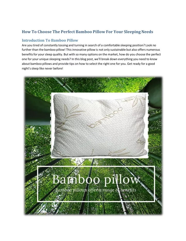 how to choose the perfect bamboo pillow for your