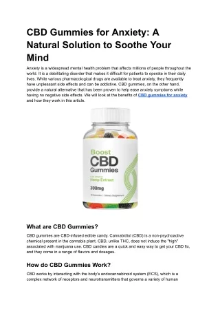 CBD Gummies for Anxiety_ A Natural Solution to Soothe Your Mind