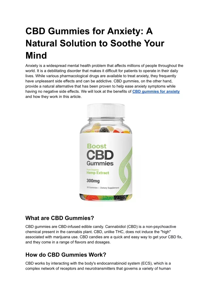 cbd gummies for anxiety a natural solution