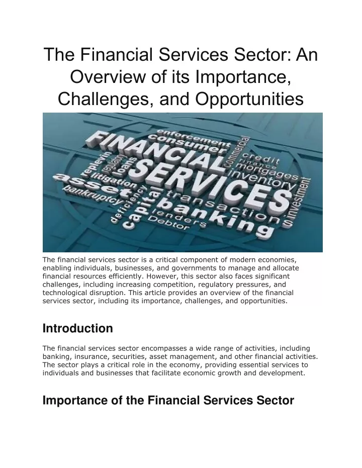 PPT - The Financial Services Sector PowerPoint Presentation, Free ...