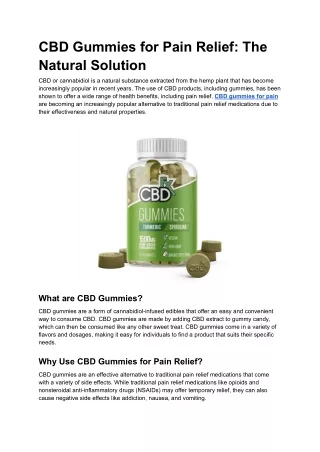 CBD Gummies for Pain Relief_ The Natural Solution