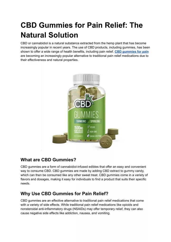 cbd gummies for pain relief the natural solution