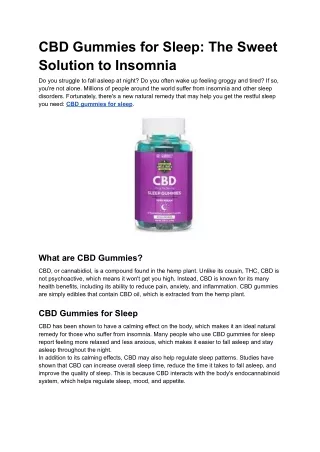 CBD Gummies for Sleep_ The Sweet Solution to Insomnia