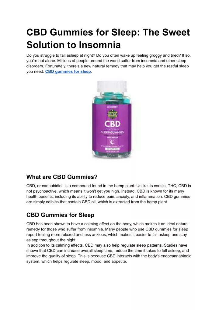 cbd gummies for sleep the sweet solution