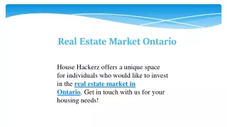 Real Estate Market Ontario