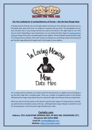 are you looking for in loving memory of decals