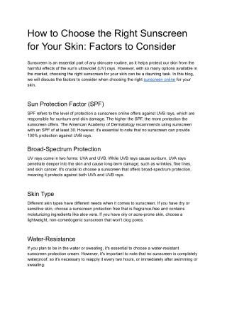 How to Choose the Right Sunscreen for Your Skin_ Factors to Consider