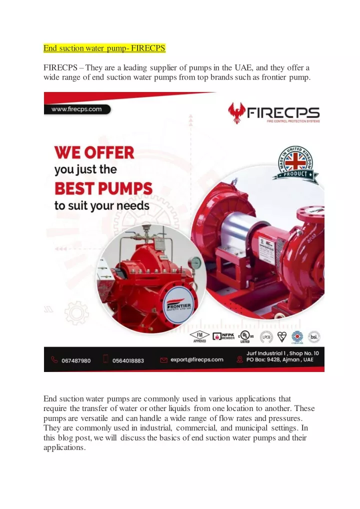 end suction water pump firecps firecps they