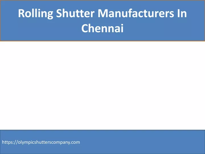 rolling shutter manufacturers in chennai