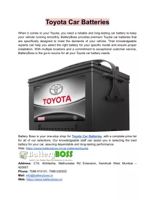 Toyota Car Batteries