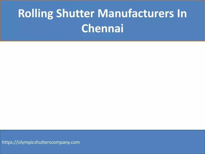 rolling shutter manufacturers in chennai