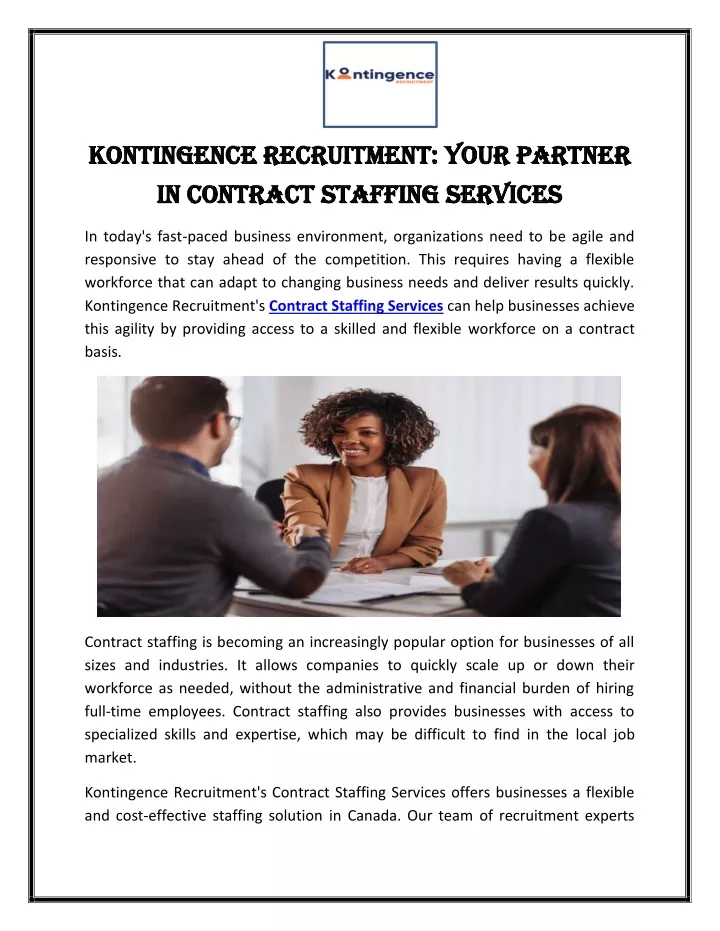 kontingence recruitment your partne kontingence