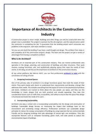 importance of architects in the construction industry
