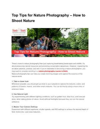 Top Tips for Nature Photography