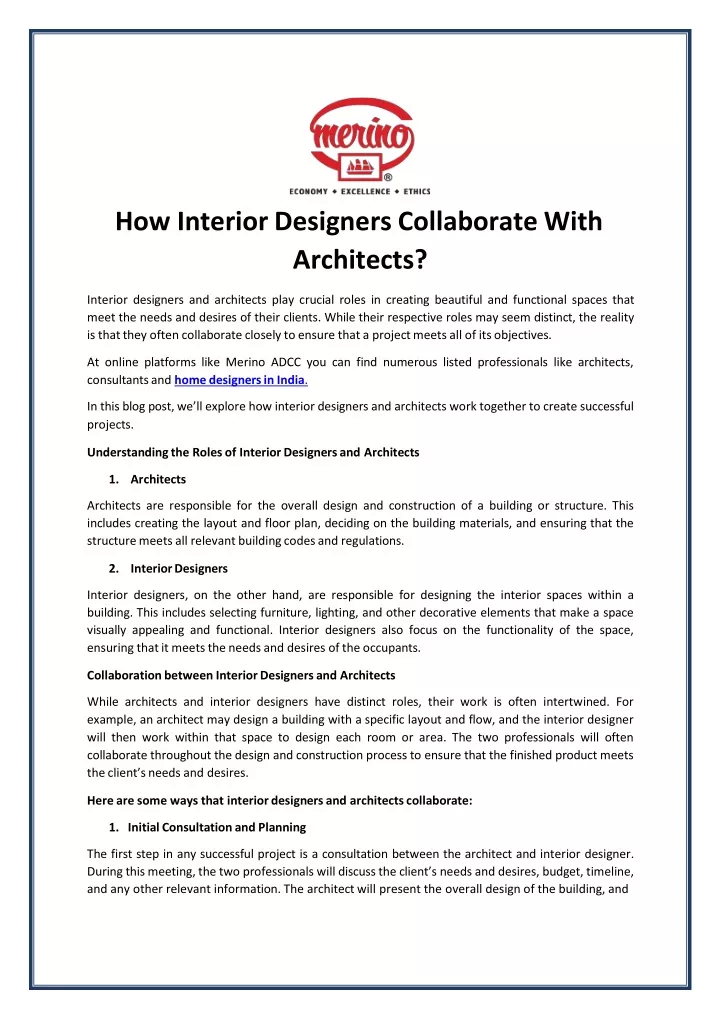 how interior designers collaborate with architects