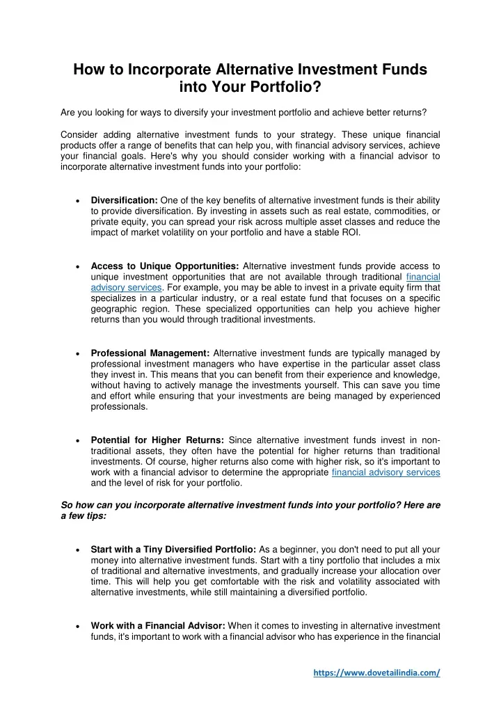 how to incorporate alternative investment funds