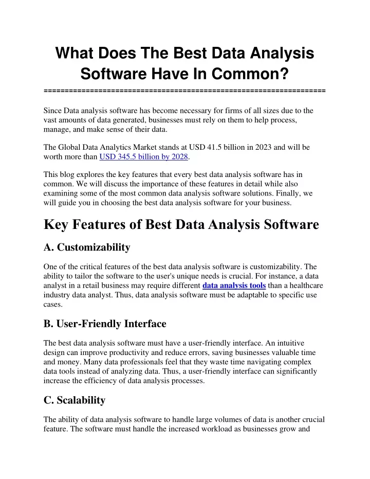 what does the best data analysis software have